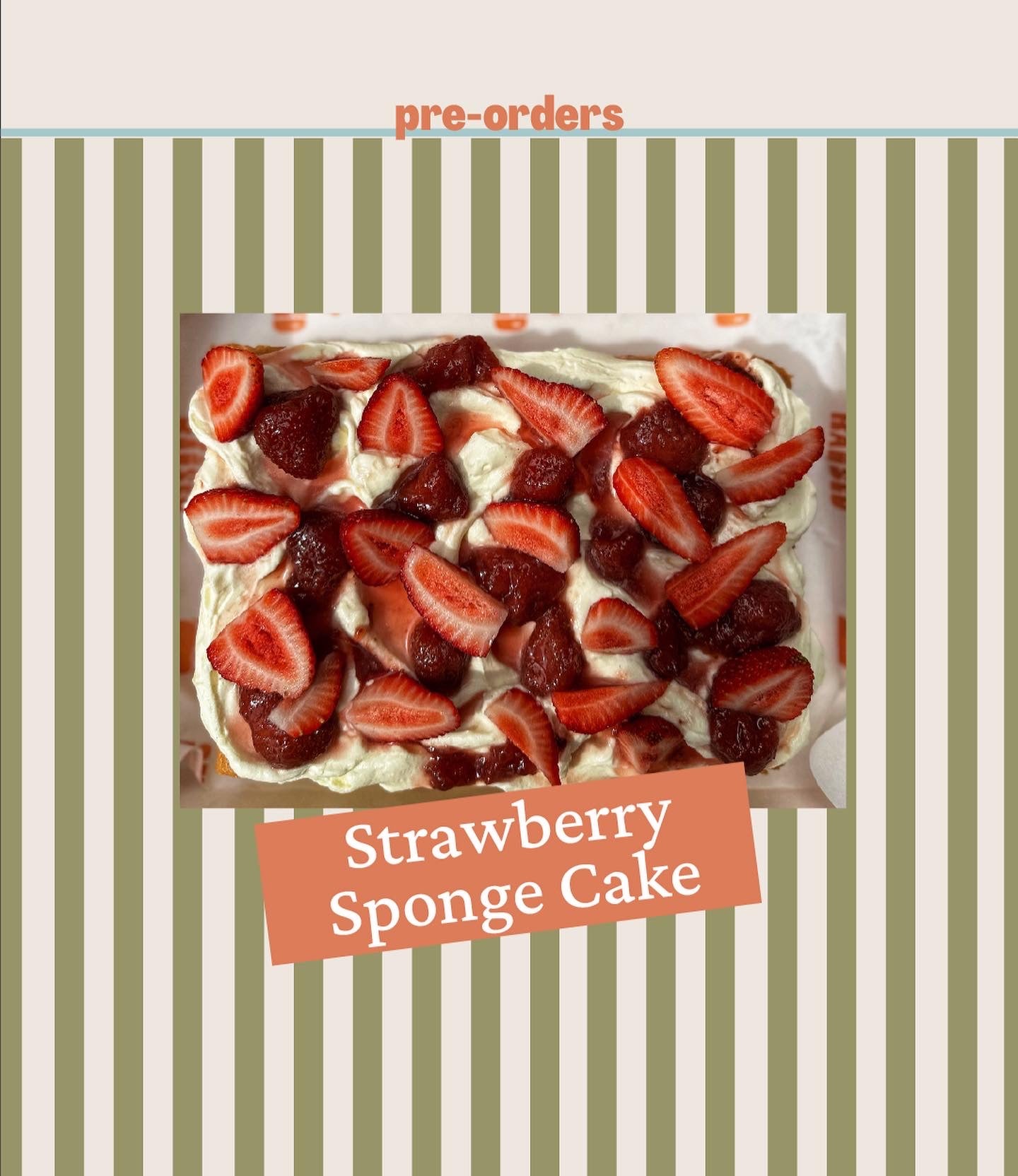 Strawberry Sponge cake slab